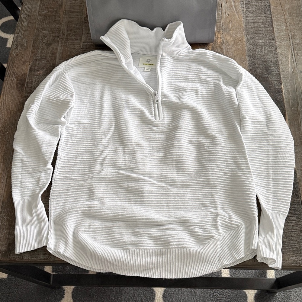 Offline by Aerie Home Stretch Quarter Zip Sweater Size XS White